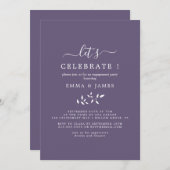 Mindestleaf | Plum Lila "Let's Celebrate" Einladung (Vorne/Hinten)