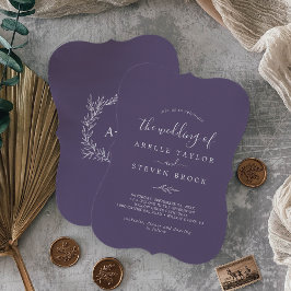 Mindestleaf | Plum Lila Monogram Back Wedding Einladung