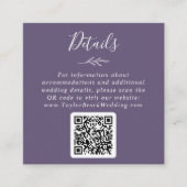 Mindestleaf | Plum Lila QR Code Hochzeitdetails Begleitkarte (Vorderseite)