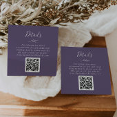 Mindestleaf | Plum Lila QR Code Hochzeitdetails Begleitkarte