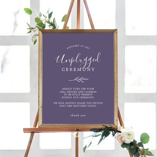 Mindestleaf | Plum Lila Unplugony Zeremony Sign Poster