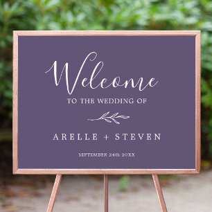 Mindestleaf   Plum Lila Wedding Welcome Poster