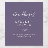 Mindestleaf | Plum Lila Wedding Wine Label Weinetikett (Einzelnes Label)