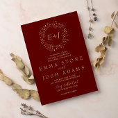 Mindestleaf | Red Formal Monogram Wedding Einladung