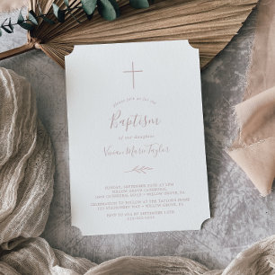 Mindestleaf Rosa Taufe Einladung