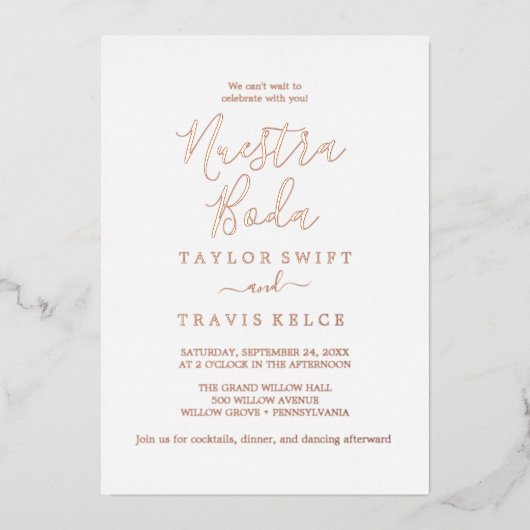 Mindestleaf | Rose Gold Foil Folieneinladung (Vorderseite)
