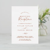Mindestleaf | Rose Gold Foil Hochzeitsempfang Folieneinladung (Stehend vorne)