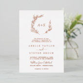 Mindestleaf | Rose Gold Foil Monogram Wedding Folieneinladung (Stehend vorne)