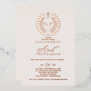 Mindestleaf Rose Gold Foil Monogram Wedding Folieneinladung