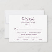 Mindestleaf | RSVP-Karte zum Menü "Eggplant" RSVP Karte (Vorderseite)