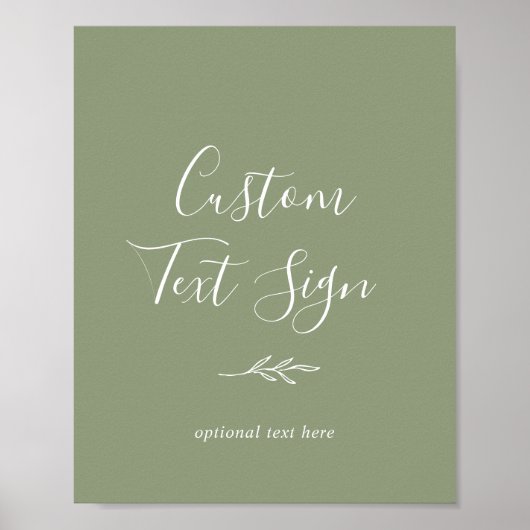 Mindestleaf | Sage Green Custom Text Sign Poster (Vorne)