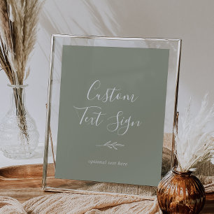 Mindestleaf   Sage Green Custom Text Sign Poster