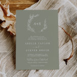 Mindestleaf | Sage Green Formal Monogram Wedding Einladung<br><div class="desc">Diese minimale Blatt Pdabei grün formale monogramm Hochzeitseinladung ist perfekt für eine boho Hochzeit. Die Silhouette ist schlicht,  grün,  grün,  grün und in minimalistischem Bergbohustyp gehalten. Personalisieren Sie mit den ersten Initialen des Paares.</div>