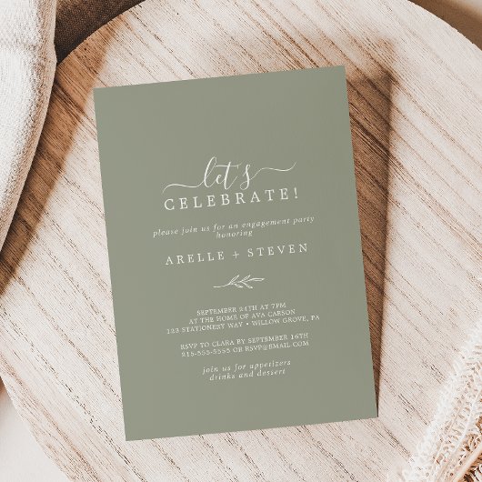 Mindestleaf | Sage Green Let's Celebrate Einladung