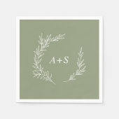Mindestleaf | Sage Green Monogram Wedding Serviette (Vorderseite)