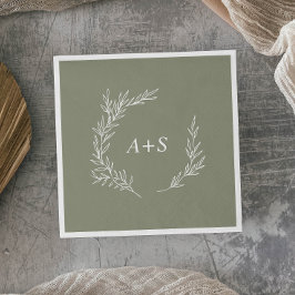 Mindestleaf | Sage Green Monogram Wedding Serviette
