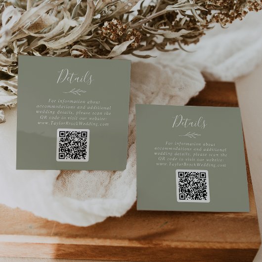 Mindestleaf | Sage Green QR Code Wedding Details Begleitkarte