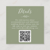 Mindestleaf | Sage Green QR Code Wedding Details Begleitkarte (Vorderseite)