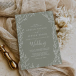 Mindestleaf | Sage Green Wedding Einladung<br><div class="desc">Diese minimale Laub grün Hochzeitskarte ist perfekt für eine Hochzeit. Die Silhouette ist schlicht,  grün,  grün,  grün und in minimalistischem Bergbohustyp gehalten.</div>