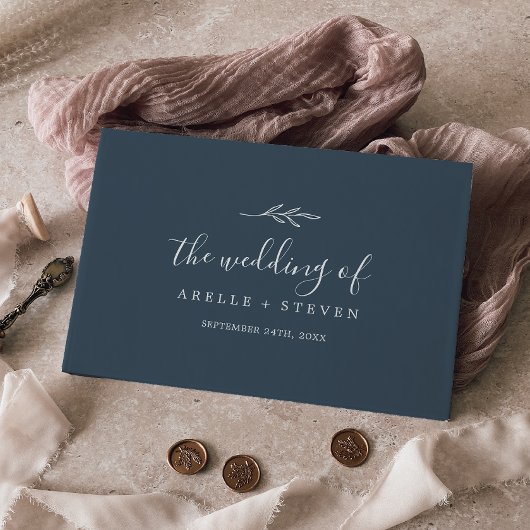 Mindestleaf | Schwarz-Monogramm-Rückensehen Gästebuch