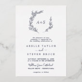 Mindestleaf | Silver Foil Formal Monogram Wedding Folieneinladung (Vorderseite)