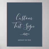Mindestleaf | Slate Blue Custom Text Sign Poster (Vorne)