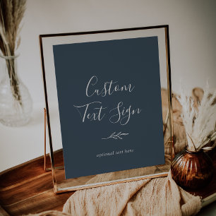 Mindestleaf Slate Blue Custom Text Sign Poster
