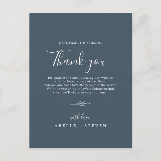 Mindestleaf | Slate Blue Dankeschön Empfang Card Postkarte (Vorderseite)