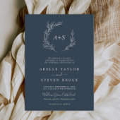 Mindestleaf | Slate Blue Formal Monogram Wedding Einladung