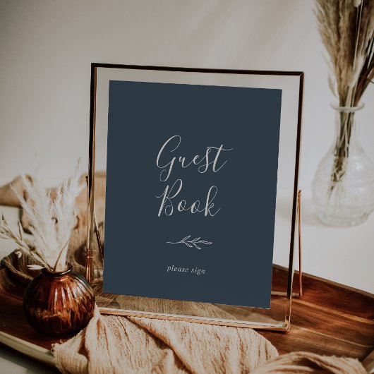 Mindestleaf | Slate Blue Guest Book Poster