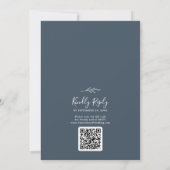 Mindestleaf | Slate Blue Monogram QR Code Wedding Einladung (Rückseite)