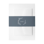 Mindestleaf | Slate Blue Monogram Wedding Einladungsbanderole (Vorderseite Beispiel)