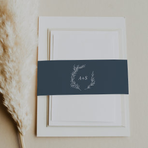 Mindestleaf   Slate Blue Monogram Wedding Einladungsbanderole