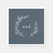 Mindestleaf | Slate Blue Monogram Wedding Napkins Serviette (Vorderseite)