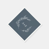 Mindestleaf | Slate Blue Monogram Wedding Napkins Serviette (Ecke)