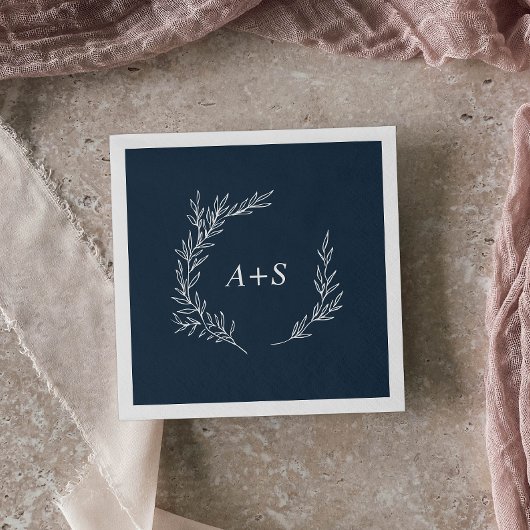 Mindestleaf | Slate Blue Monogram Wedding Napkins Serviette