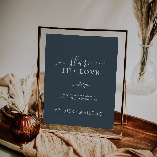 Mindestleaf | Slate Blue Share The Liebe Hashtag Poster