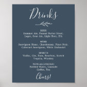 Mindestleaf | Slate Blue Wedding Drinks Menü Poster (Vorne)