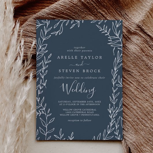 Mindestleaf | Slate Blue Wedding Einladung