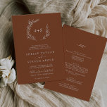 Mindestleaf | Terracotta auf einer Hochzeit Einladung<br><div class="desc">Dieses minimale Blatt Terracotta alles in einer Hochzeitseinladung ist perfekt für eine Hochzeit. Die Silhouette ist schlicht und besteht aus einem grünen Blatt in erdbrauner Orange mit minimalistischem Wüstenböhmischen Stil. Personalisieren Sie mit den ersten Initialen des Paares. Rett Papier, indem man die Details auf der Rückseite der Hochzeitseinladung statt auf...</div>