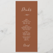 Mindestleaf | Terracotta Dinner and Drinks Menu Menükarte (Rückseite)