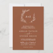 Mindestleaf | Terracotta Formal Monogram Wedding Einladung (Vorderseite)