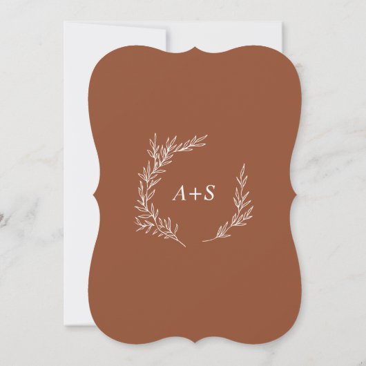 Mindestleaf | Terracotta Monogram Back Wedding Einladung (Rückseite)