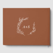 Mindestleaf | Terracotta Monogram Back Wedding Gästebuch (Rückseite)