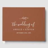 Mindestleaf | Terracotta Monogram Back Wedding Gästebuch (Vorderseite)