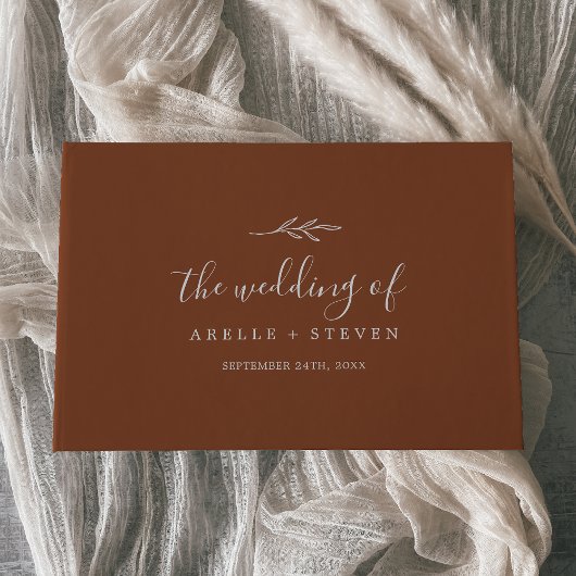 Mindestleaf | Terracotta Monogram Back Wedding Gästebuch