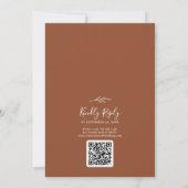 Mindestleaf | Terracotta Monogram QR Code Wedding Einladung (Rückseite)