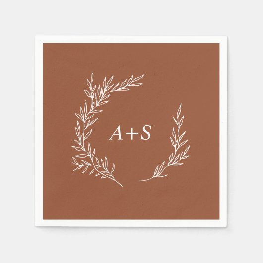 Mindestleaf | Terracotta Monogram Wedding Napkins Serviette (Vorderseite)