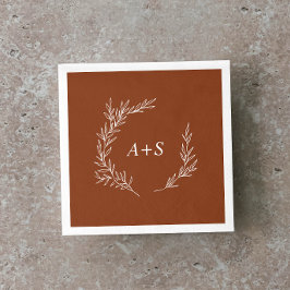 Mindestleaf | Terracotta Monogram Wedding Napkins Serviette