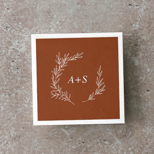 Mindestleaf | Terracotta Monogram Wedding Napkins Serviette